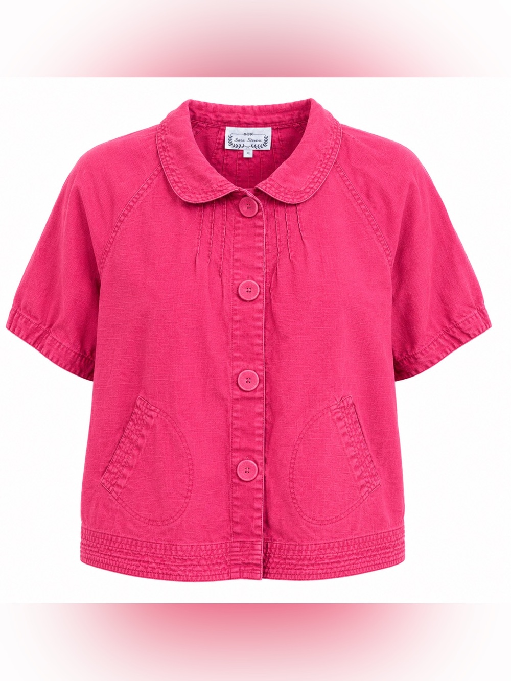 Vintage Sara Studio Pink Cotton Jacket Top Cottagecore Grandmacore M